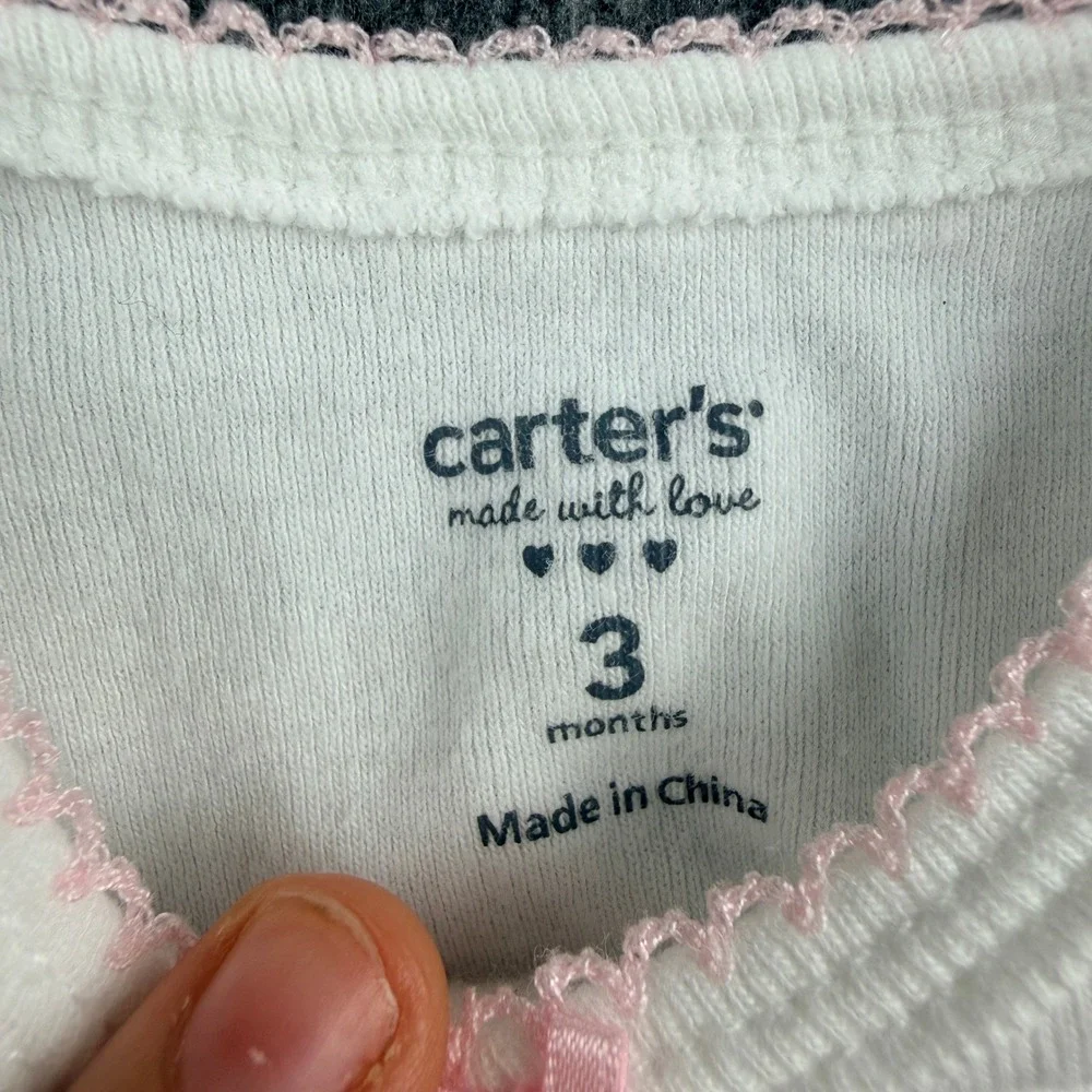 Carters Baby Girls White Mommy Loves Me Elephant Bodysuit 3 Months‎ Pink Trim